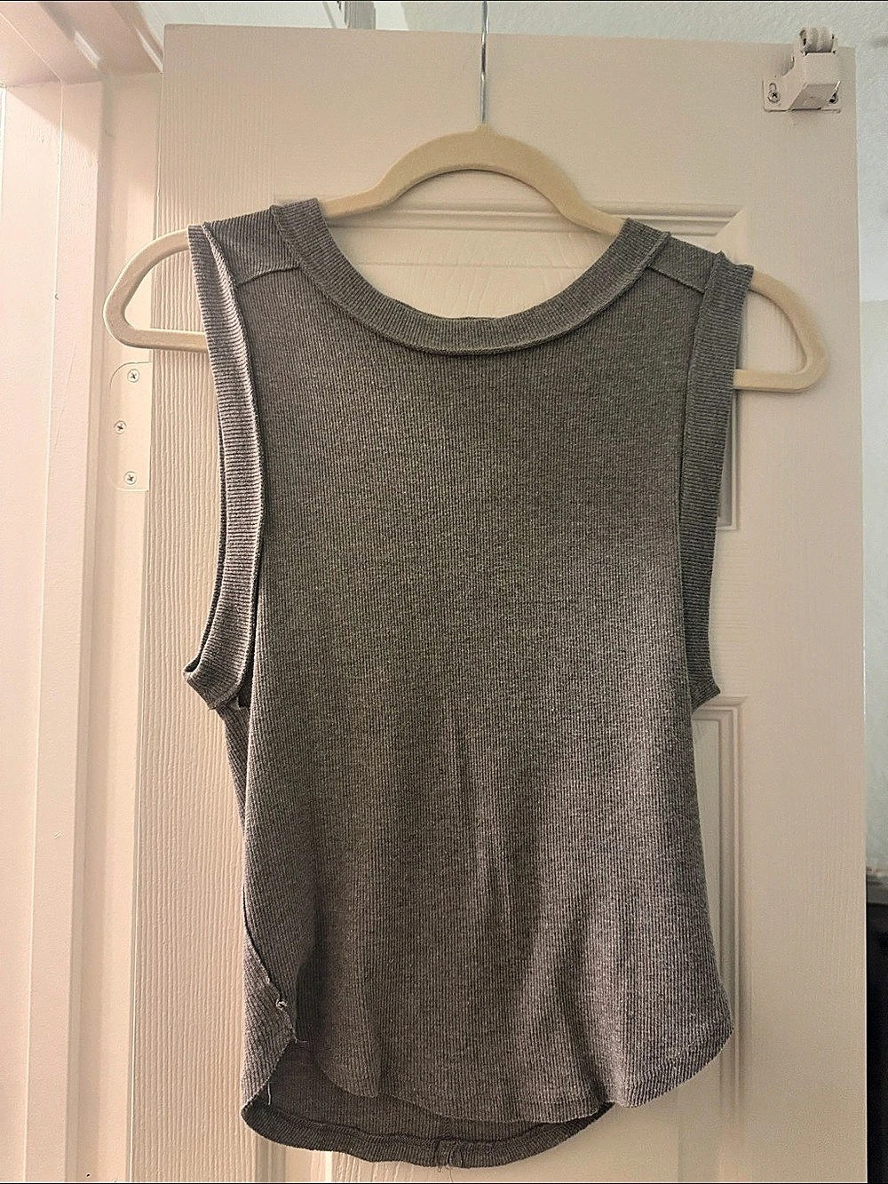 We The Free Free People Ribbed Tank Top in Gray Size Medium Like New